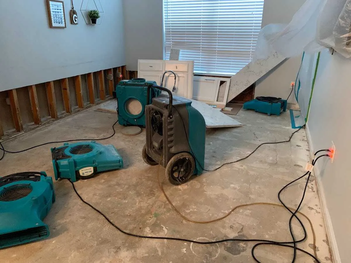 Dehumidifier in flood-cut room for Water Damage Restoration in Arcadia